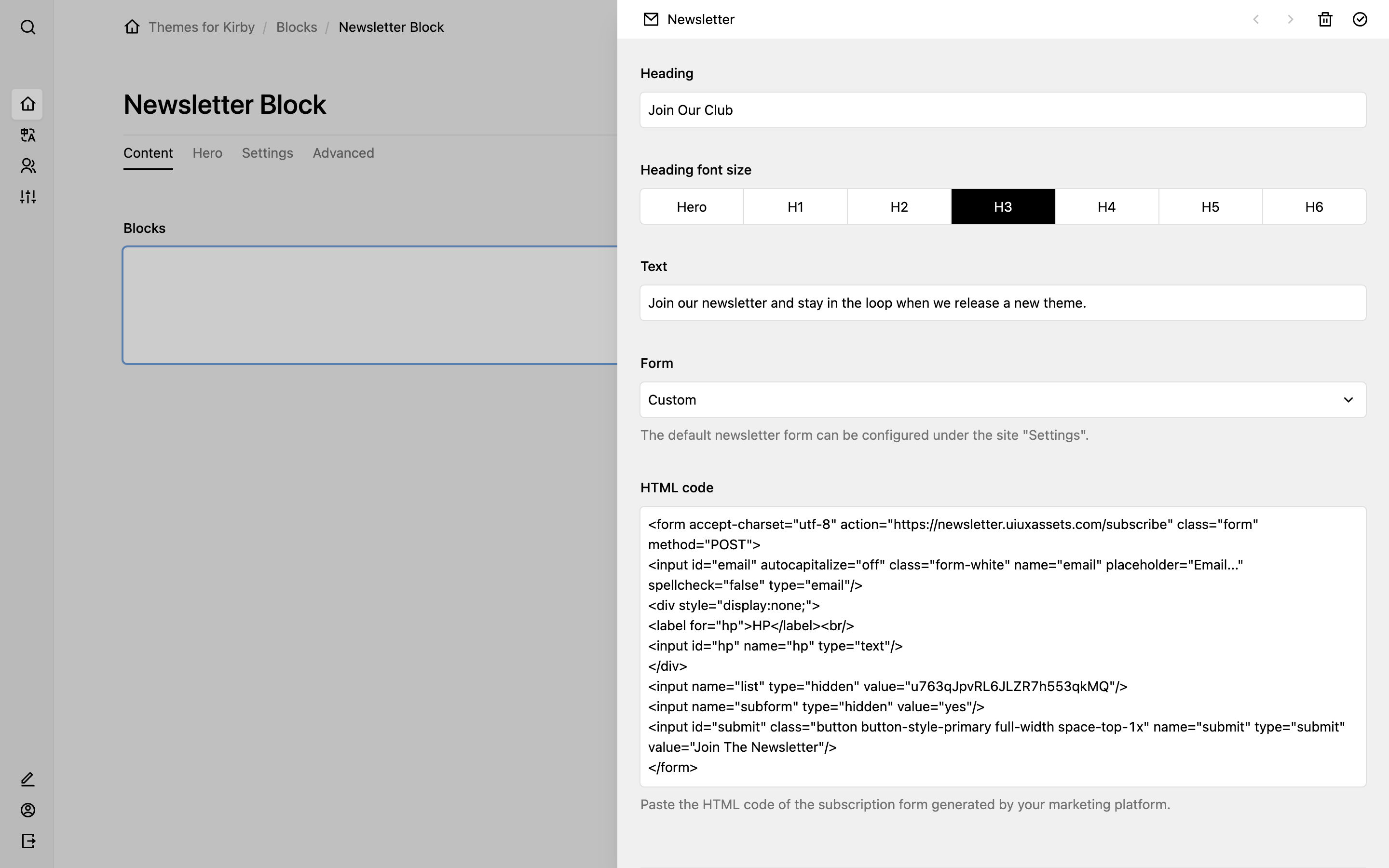 Newsletter Block