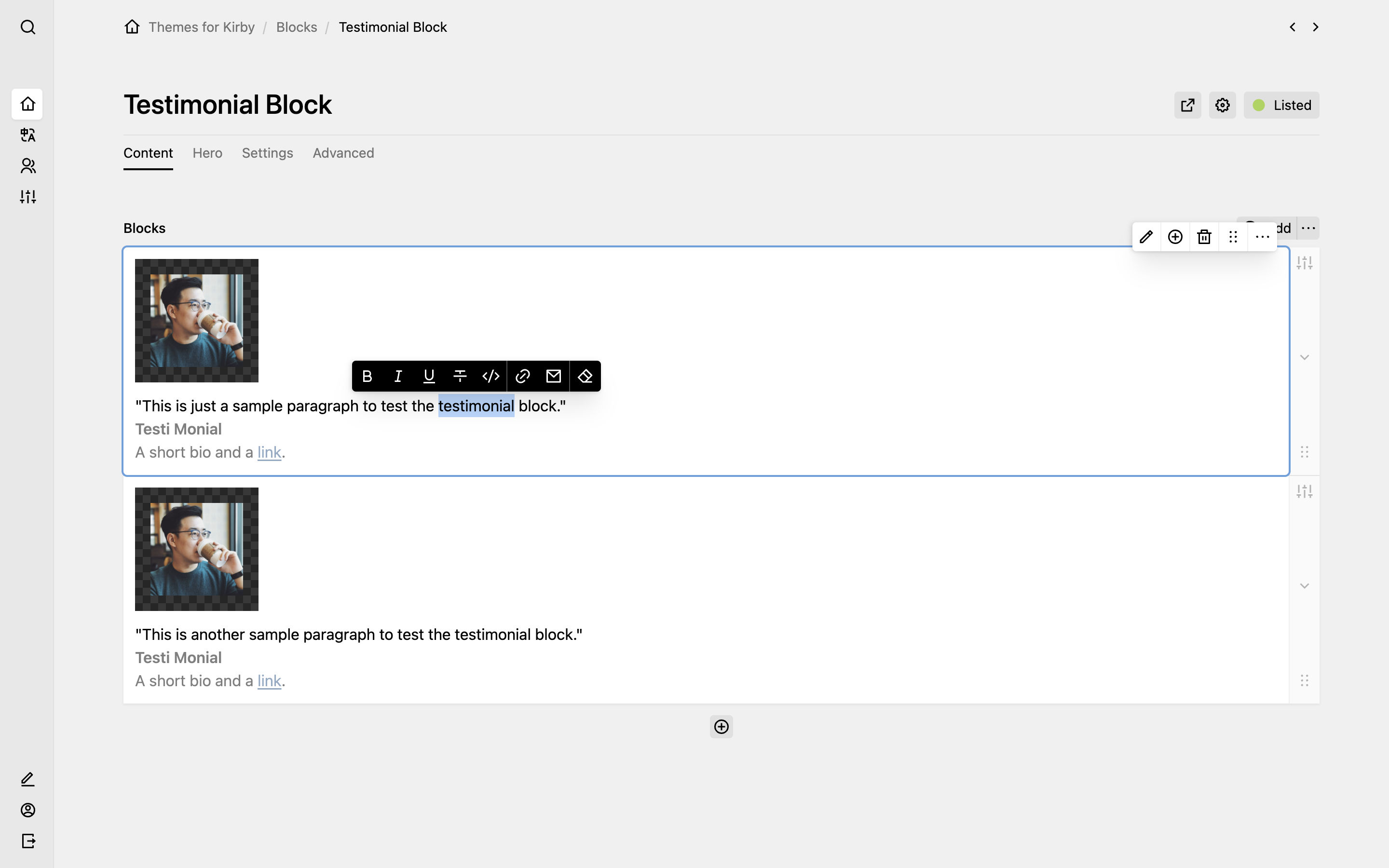 Testimonial Block